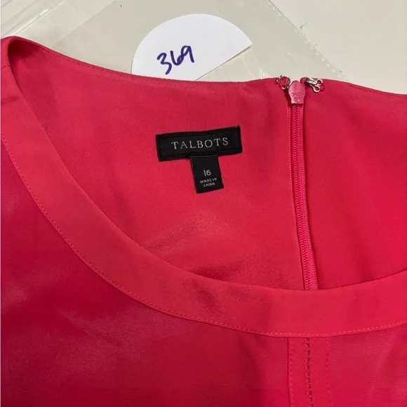 Talbots Fit Flare Pure Silk Midi Dress Size 16 XL Sleeveless Red Pink Capsule - Picture 6 of 7